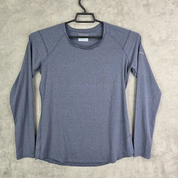 Womens Columbia Gray Omni Wick Shirt Long Sleeve Crew Neck Polyester Stretch L - Picture 2 of 9